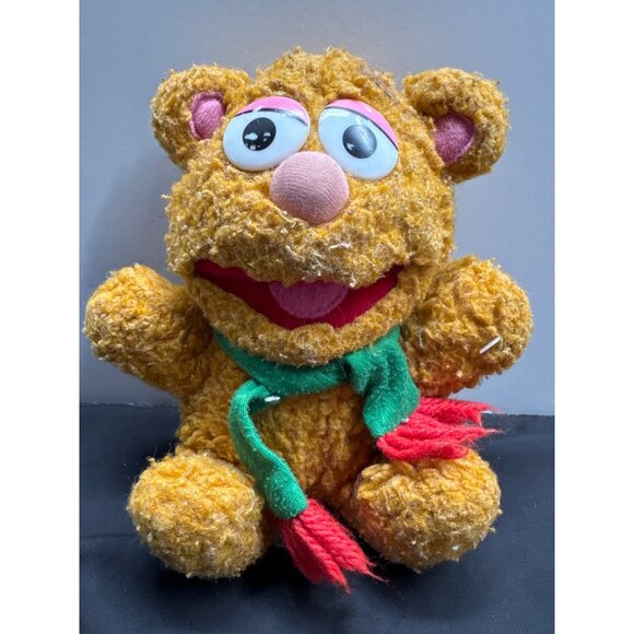 1987 Baby Fozzie 7.5" Bear Plush with Christmas Scarf Toy By Henson Associates F - Picture 1 of 7